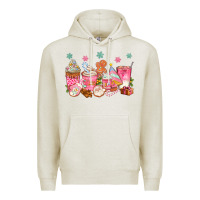 Oatmeal Heather Pink gingerbread coffee cups Premium Hoodie - texasbilliewilder