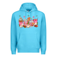 Ocean Blue Pink gingerbread coffee cups Premium Hoodie - texasbilliewilder