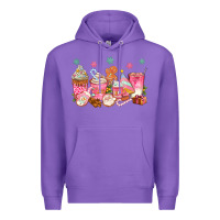 Purple Pink gingerbread coffee cups Premium Hoodie - texasbilliewilder