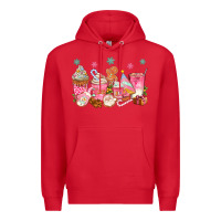 Red Pink gingerbread coffee cups Premium Hoodie - texasbilliewilder