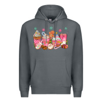 Rock Pink gingerbread coffee cups Premium Hoodie - texasbilliewilder