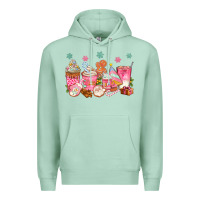 Seafoam Pink gingerbread coffee cups Premium Hoodie - texasbilliewilder
