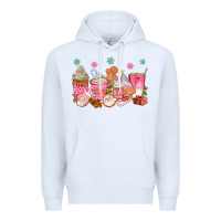 White Pink gingerbread coffee cups Premium Hoodie - texasbilliewilder