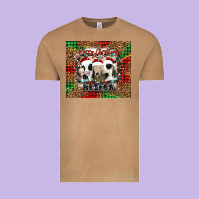 Merry Christmas Heifer Vintage Tee Designed By Jasminsmagicworld