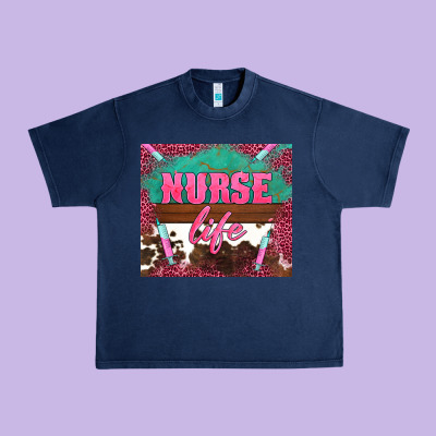 Western Nurse Life Needle Urban Heavy Tee Designed By Barkaloodesign
