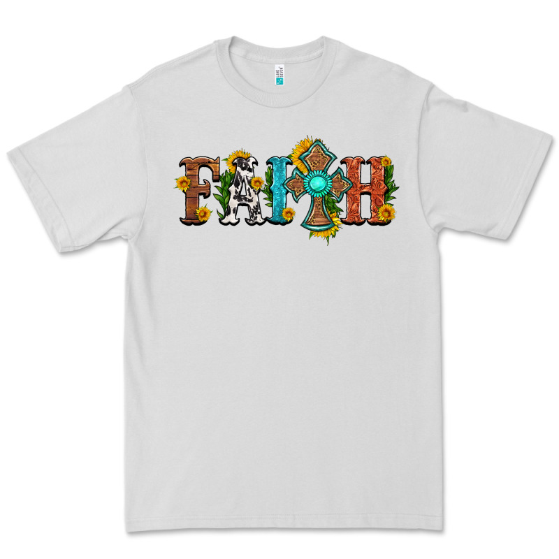 Faith With Cross And Sunflower Premium Tee by HRA Design Shop | Teevron
