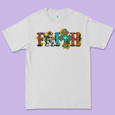 Faith With Cross And Sunflower Premium Tee Designed By Hra Design Shop