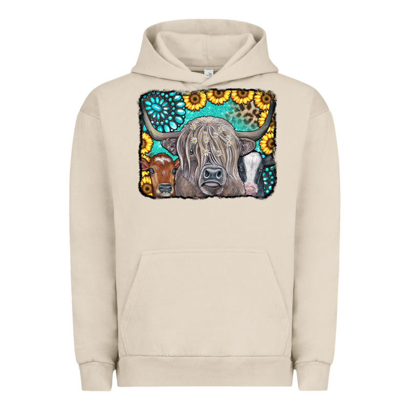 Cows Glitter Turquoise Leopard Sunflowers Urban Hoodie by CowCowDesign | Teevron