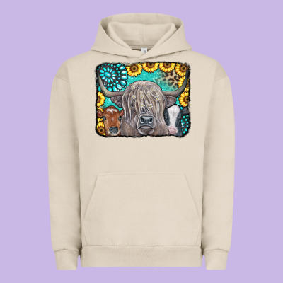 Cows Glitter Turquoise Leopard Sunflowers Urban Hoodie Designed By Cowcowdesign