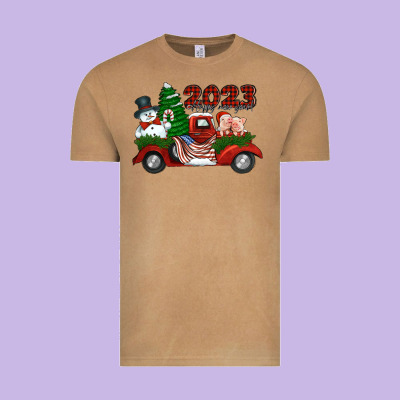Happy New Year Truck 2023 Vintage Tee Designed By Jasminsmagicworld