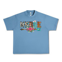 Pebble Blue western nurse arrow floral Urban Heavy Tee - BarkalooDesign