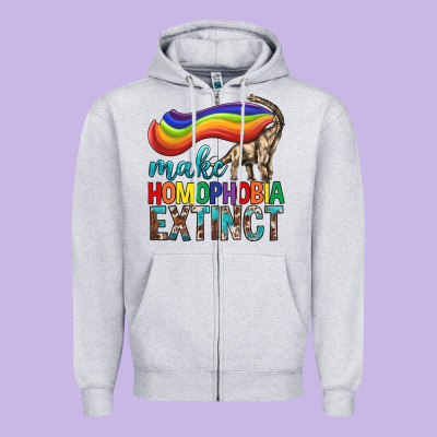 Lgbtq Make Homophobia Extinct Zipper Hoodie Designed By Bundleandbundleshop