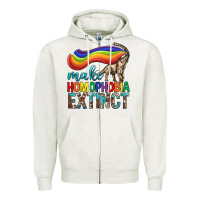 Oatmeal Heather Lgbtq Make Homophobia Extinct Zipper Hoodie - BundleAndBundleShop