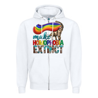 White Lgbtq Make Homophobia Extinct Zipper Hoodie - BundleAndBundleShop