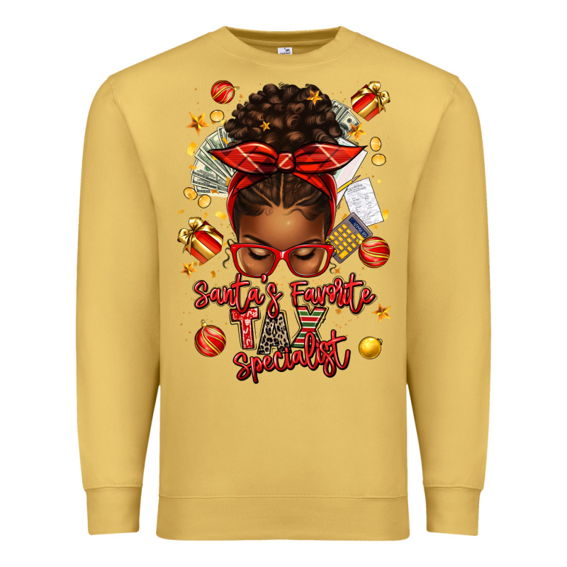 Santa Favorite Tax Specialist Afro Messy Bun Premium Sweatshirt by texasbilliewilder | Teevron