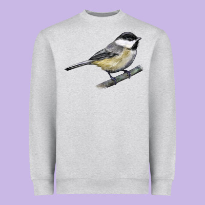 Black Capped Chickadee Heavyweight Sweatshirt Designed By Lillyallendesigns