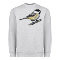 Heather Grey Black Capped Chickadee Heavyweight Sweatshirt - LillyAllenDesigns