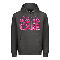 Charcoal Heather all i want for christmas is a cure breast cancer Premium Hoodie - texasbilliewilder