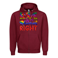 Burgundy Love İs a Human Right Zipper Hoodie - BundleAndBundleShop