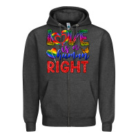 Charcoal Heather Love İs a Human Right Zipper Hoodie - BundleAndBundleShop