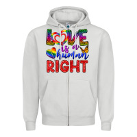 Dove Grey Love İs a Human Right Zipper Hoodie - BundleAndBundleShop