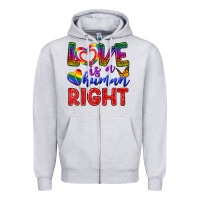 Heather Grey Love İs a Human Right Zipper Hoodie - BundleAndBundleShop