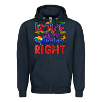 Navy Love İs a Human Right Zipper Hoodie - BundleAndBundleShop