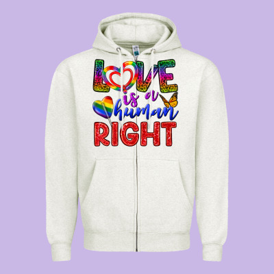 Love İs A Human Right Zipper Hoodie Designed By Bundleandbundleshop