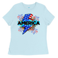 America With Lightning Bolt Ladies Tee | Teevron
