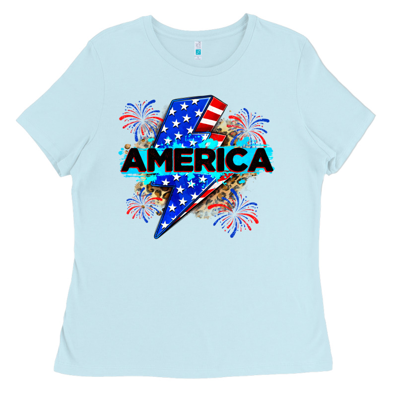 America With Lightning Bolt Ladies Tee by Zillion Design Studio | Teevron