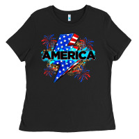 Black America with lightning bolt Ladies Tee - Zillion Design Studio