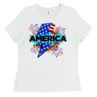 White America with lightning bolt Ladies Tee - Zillion Design Studio