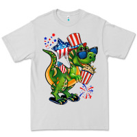 Dove Grey 4th of July T-Rex Premium Tee - CowGirlArtShop