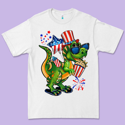 4th Of July T-rex Premium Tee Designed By Cowgirlartshop