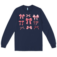 Navy pink ribbons Long Sleeve Tee - MaliasSmallBusiness