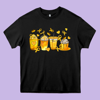 Childhood Cancer Coffee Cups Heavy Core Tee Designed By Texasbilliewilder