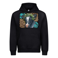 Black Floral Cow Leopard Gemstone Urban Hoodie - CowCowDesign