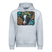 Heather Grey Floral Cow Leopard Gemstone Urban Hoodie - CowCowDesign