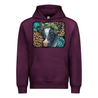 Mauve Wine Floral Cow Leopard Gemstone Urban Hoodie - CowCowDesign