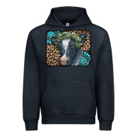 Navy Floral Cow Leopard Gemstone Urban Hoodie - CowCowDesign