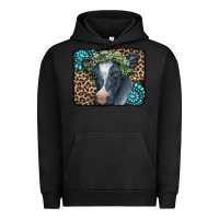 Pigment Black Floral Cow Leopard Gemstone Urban Hoodie - CowCowDesign