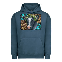 Pigment Midnight Navy Floral Cow Leopard Gemstone Urban Hoodie - CowCowDesign