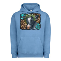 Pigment Pebble Blue Floral Cow Leopard Gemstone Urban Hoodie - CowCowDesign