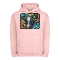 Pigment Salmon Floral Cow Leopard Gemstone Urban Hoodie - CowCowDesign