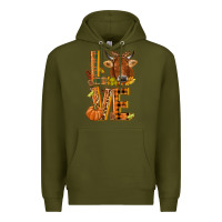 Army Green Love fall cow Premium Hoodie - NancyCooperArtShop