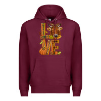 Burgundy Love fall cow Premium Hoodie - NancyCooperArtShop
