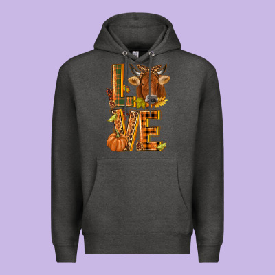 Love Fall Cow Premium Hoodie Designed By Nancycooperartshop