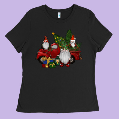 Christmas Gnomes With Truck Ladies Tee Designed By Ranaportraitstore