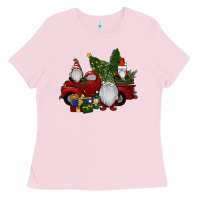 Bubblegum Pink christmas gnomes with truck Ladies Tee - RanaPortraitStore