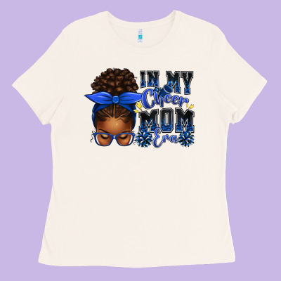 In My Cheer Mom Era Afro Messy Bun Ladies Tee Designed By Texasbilliewilder